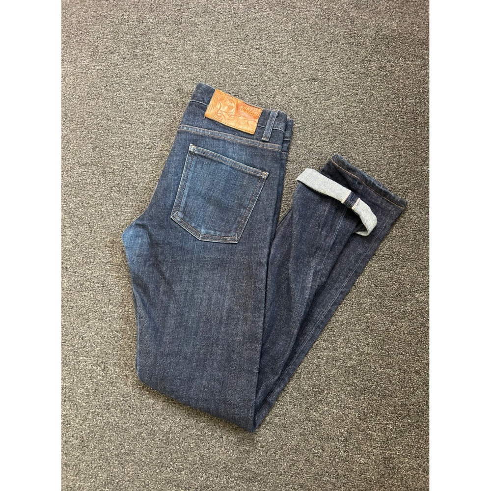 Naked & Famous Super Skinny Guy Selvedge Jeans Dark Blue Mens 31x32 Denim Button